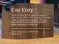 Felted Wool Coffee Cup Cozy product description by plaidypus